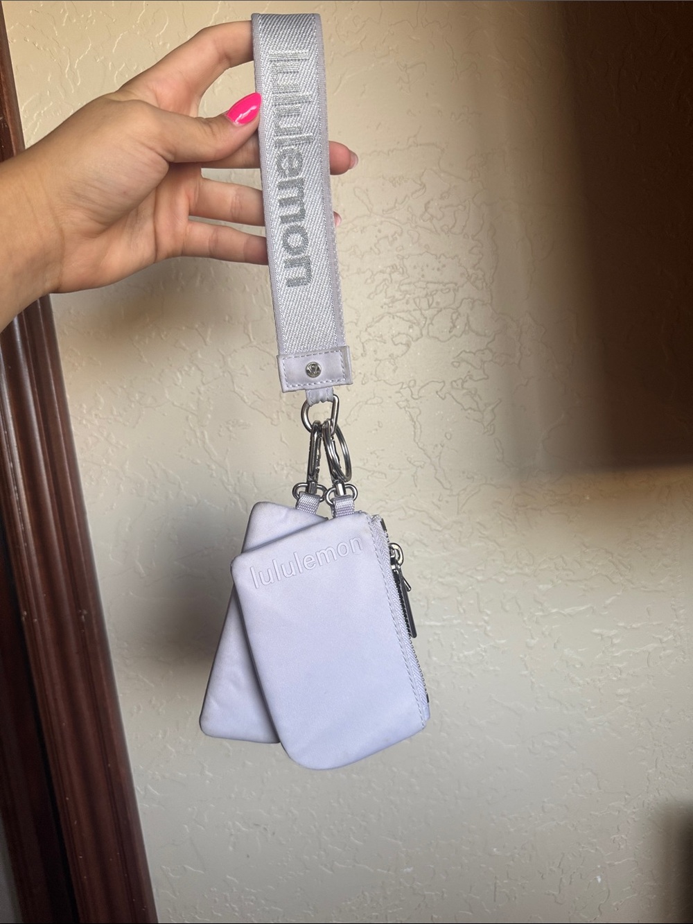 lululemon silver-lilac wristlet with dual pouches